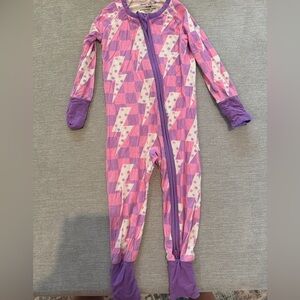 Tullabee Purple and Pink Kids bamboo footie 6/12